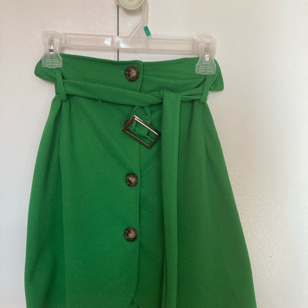 High waist elastic with belt skirt
